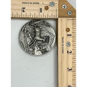 Genuine Pewter Deer Wildlife Belt Buckle Vintage Hunting Gift Collectible